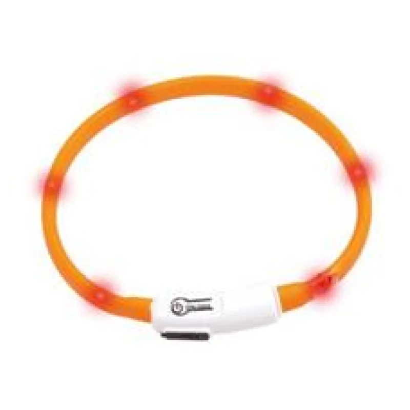 Karlie LED světelný obojek pro kočky oranžový obvod 20-35cm