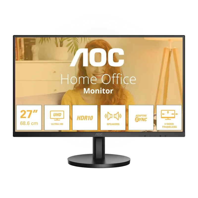 AOC/ U27B3A/ 27"/ IPS/ 4K UHD/ 60Hz/ 4ms/ Black/ 3R U27B3A
