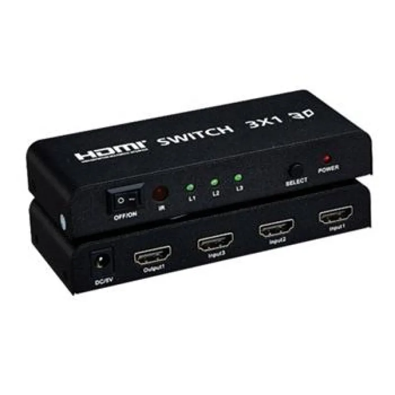 PremiumCord HDMI switch 3:1 kovový, diaľkové ovl. khswit31b