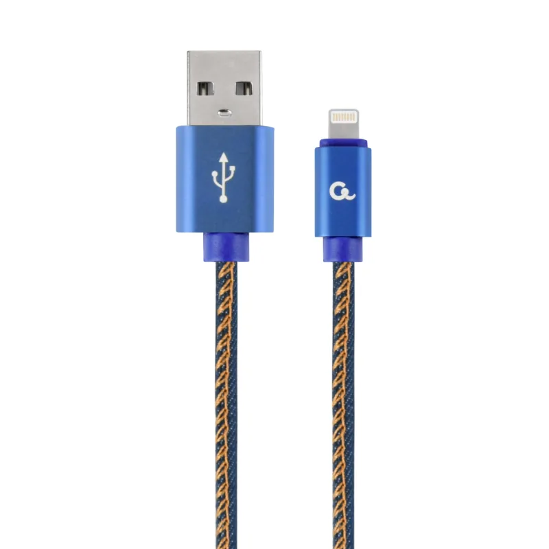 Gembird oplietaný denim USB-A/ Lightning kábel 2m CC-USB2J-AMLM-2M-BL
