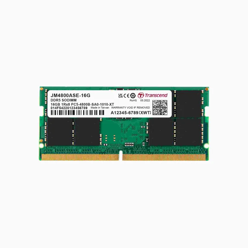 TRANSCEND SODIMM DDR5 16GB 4800MHz JM 1Rx8 2Gx8 CL40 1.1V JM4800ASE-16G