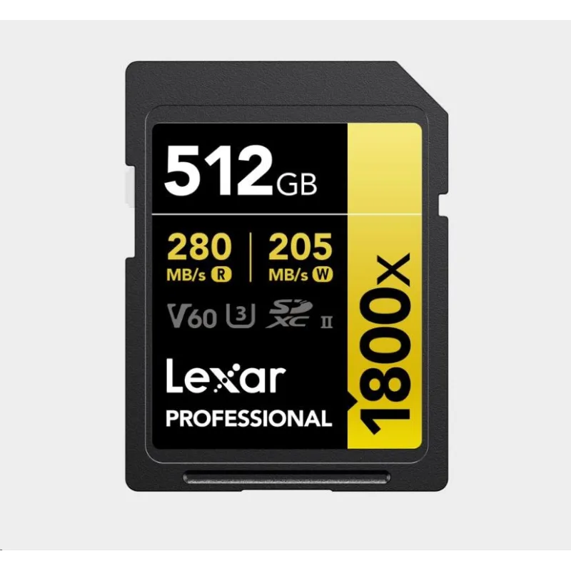 Lexar SDXC Pro 1800x U3 UHS-II R280/ W210 (V60) 512GB LSD1800512G-BNNNG