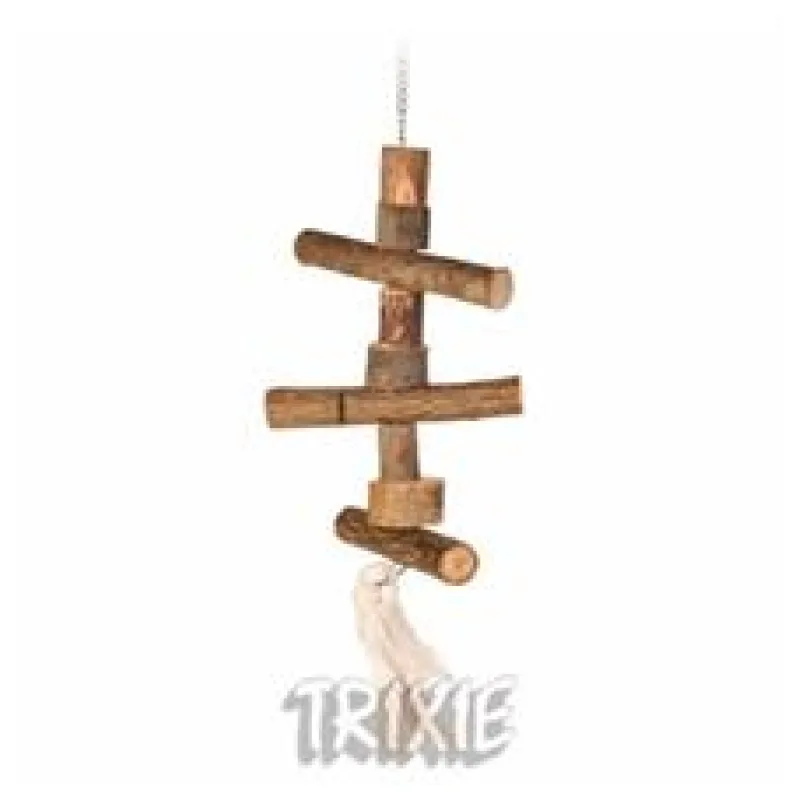 Závěsná hračka z přírodního dřeva pro andulky 40 cm 1 ks