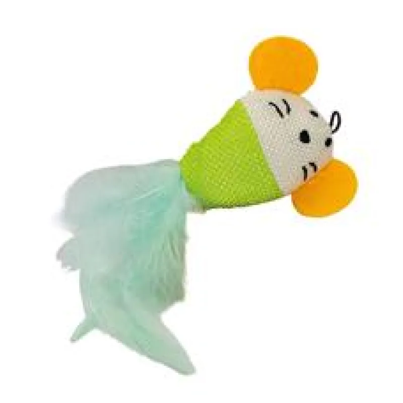 Ušatá myška tkaná s peřím, HipHop Cat 1ks/7cm