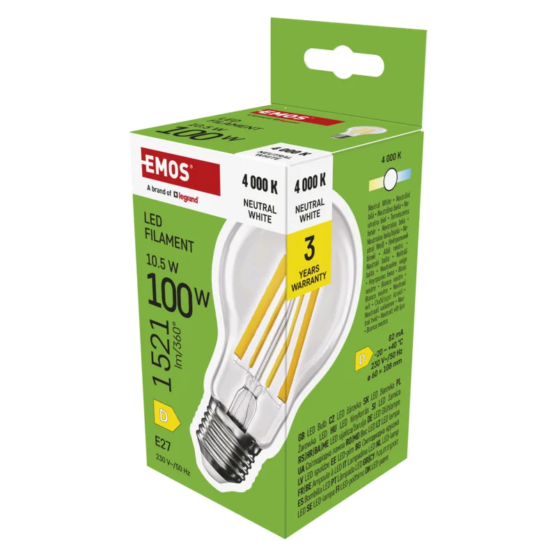EMOS LED FLM A60 10, 5 W (100 W) 1521lm E27 NW 1525743400