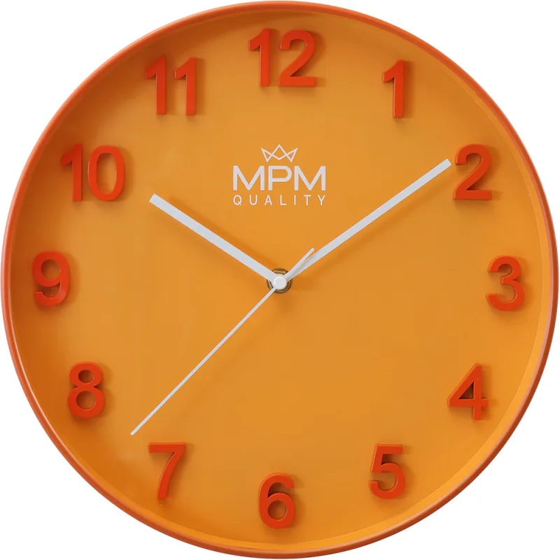 MPM Nástěnné plastové oranžové hodiny MPM Sunrise E01.4456.60