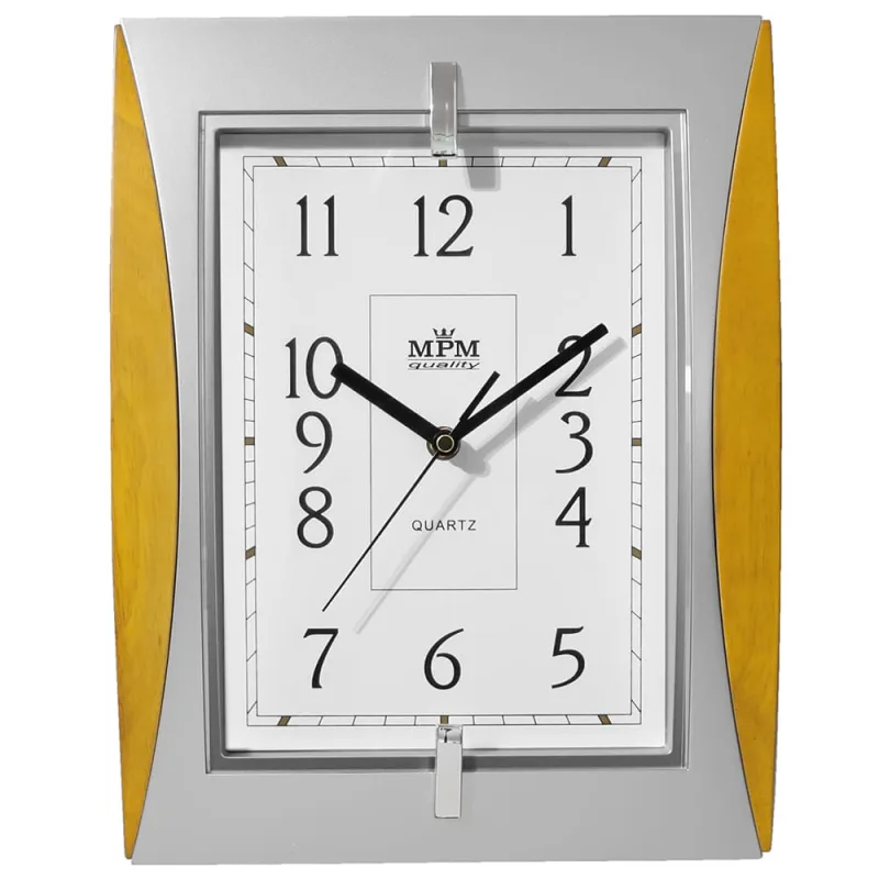 MPM Dřevěné hodiny MPM Xaver - stříbrno-světle dřevěné WO110-C