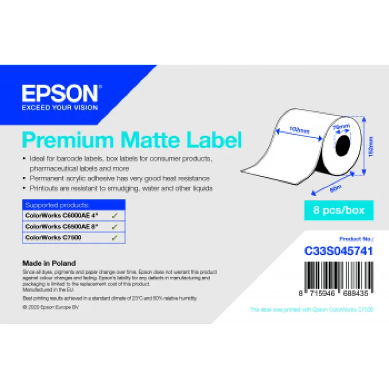 Premium Matte Label Cont.R, 102mm x 60m C33S045741