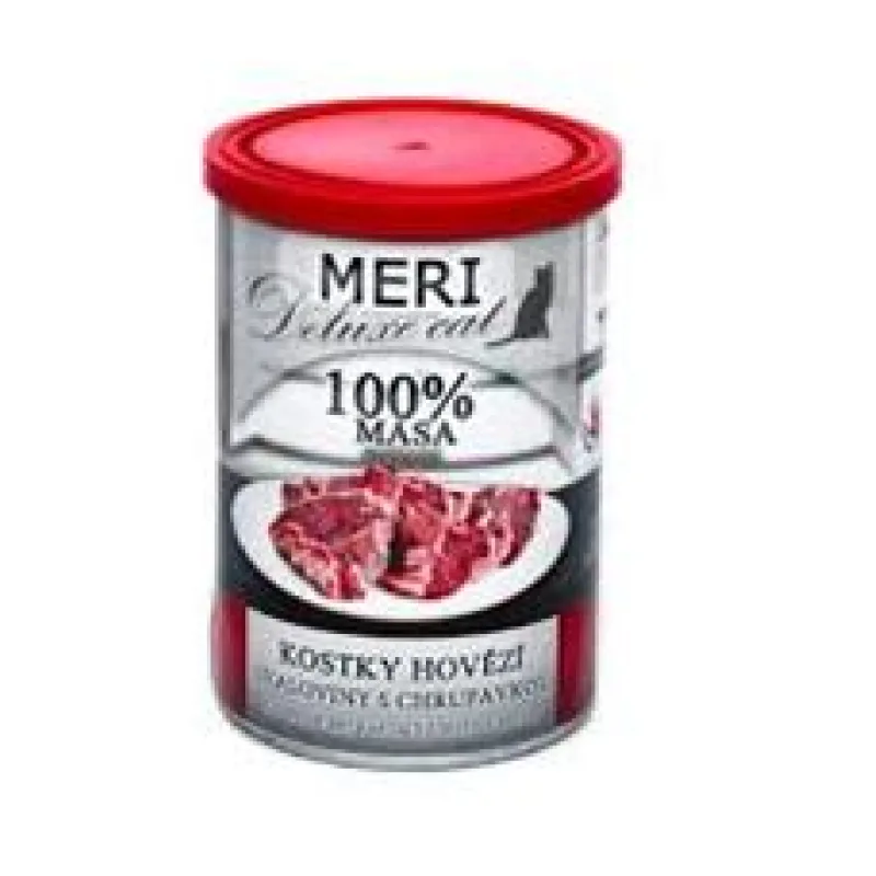 MERI Deluxe Cat kostky hovězí svaloviny s chrupavkou, konzerva 400g