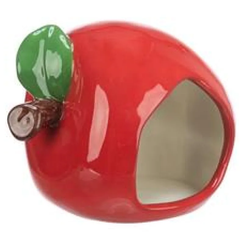 Keramický domeček JABLKO (křeček,myš), 13 x 10 x 10 cm, červená 1 ks