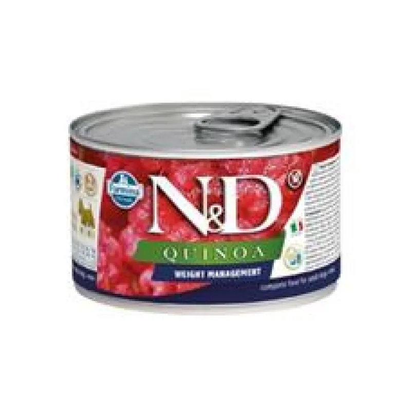 N&D DOG QUINOA Weight Mnmgmt Lamb & Brocolli Mini 140 g + 1 ks ZDARMA