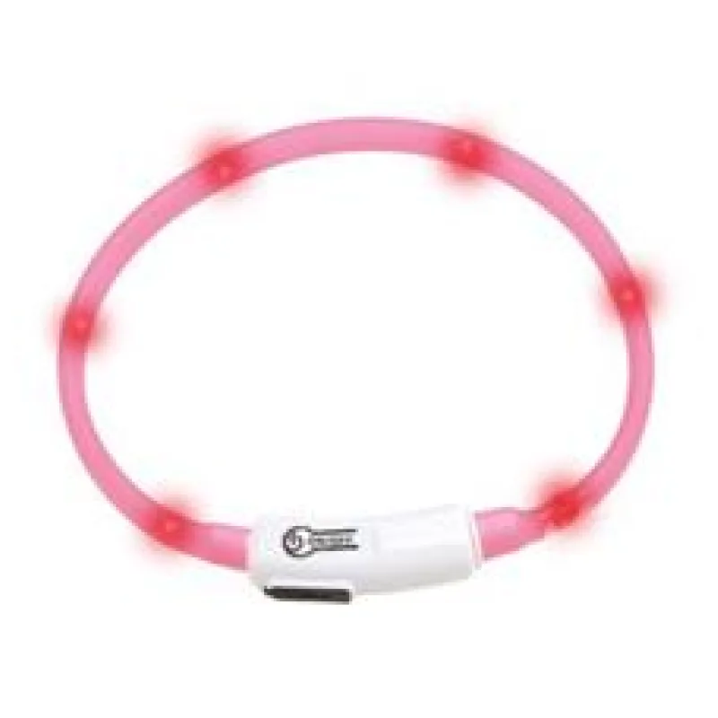 Karlie LED světelný obojek pro kočky růžový obvod 20-35cm