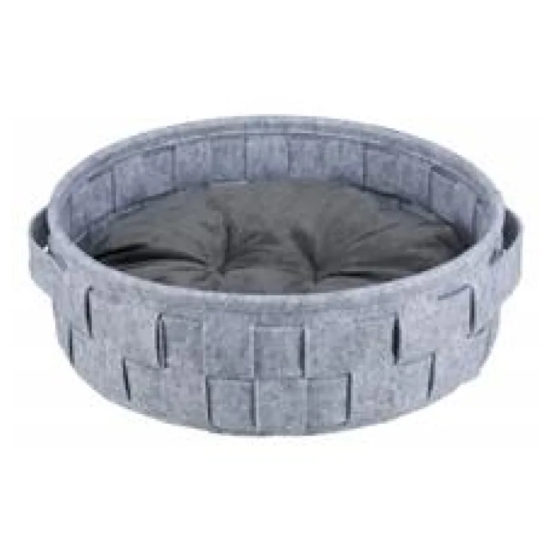 Kulatý pelech LENNIE propletený šedý 45 cm