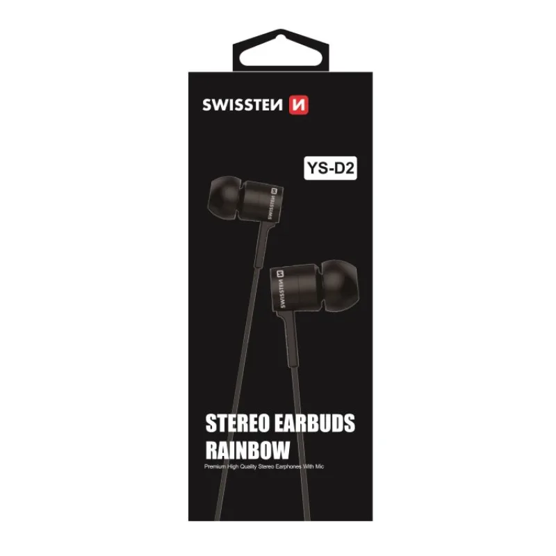 Swissten Earbuds Rainbow YS-D2, black 51106000