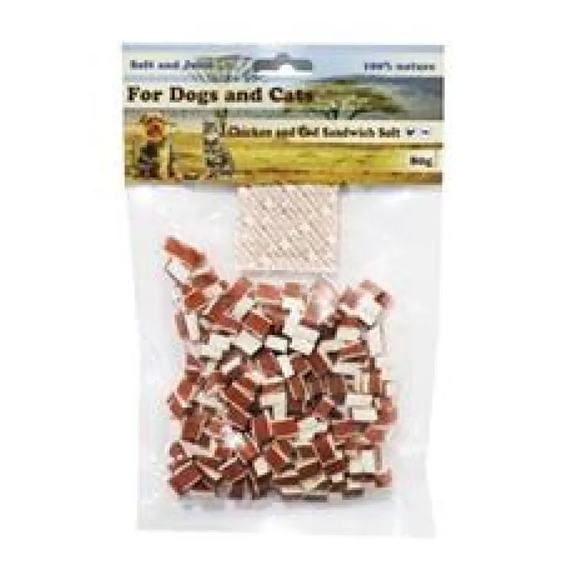 Pochoutka Sandwich kuře s treskou Mini 1cm/80g