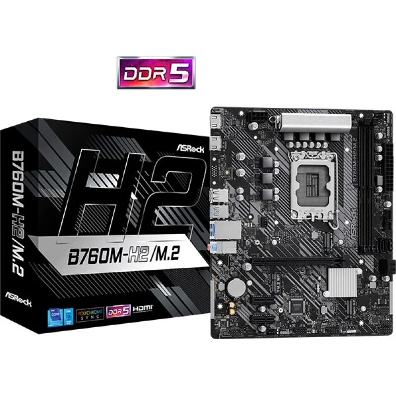 ASRock MB Sc LGA1700 B760M-H2/ M.2, Intel B760, 2xDDR5, 2xHDMI, mATX…