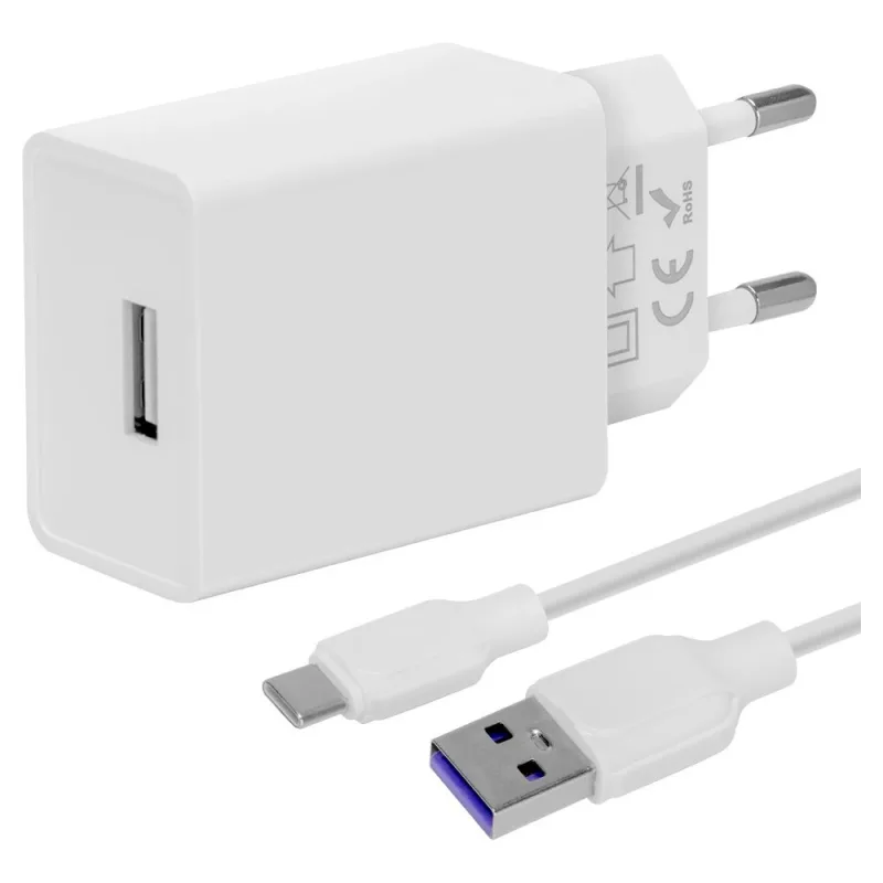 OBAL:ME Cestovná Nabíjačka USB-A 10W + USB-A/ USB-C Kábel 1m White…