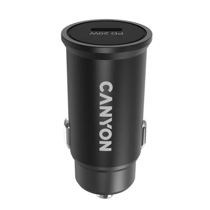 Canyon C-20, vysokorýchlostná autonabíjačka, 1xUSB-C, 20W PD, 4 úrovne…