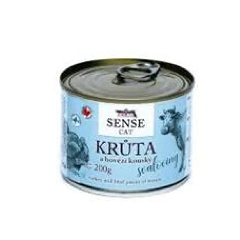 FALCO SENSE Cat krůta a hovězí kousky svaloviny, konzerva 200g