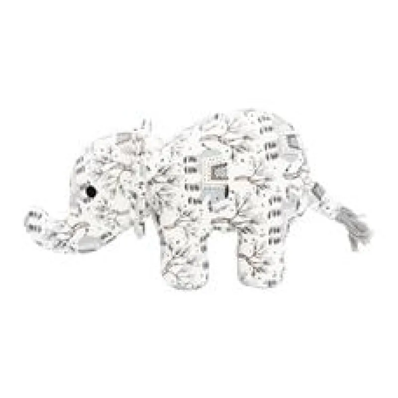Slon, látková robustní hračka proy, HIPHOP DOG, bílá s potiskem ps 23 cm