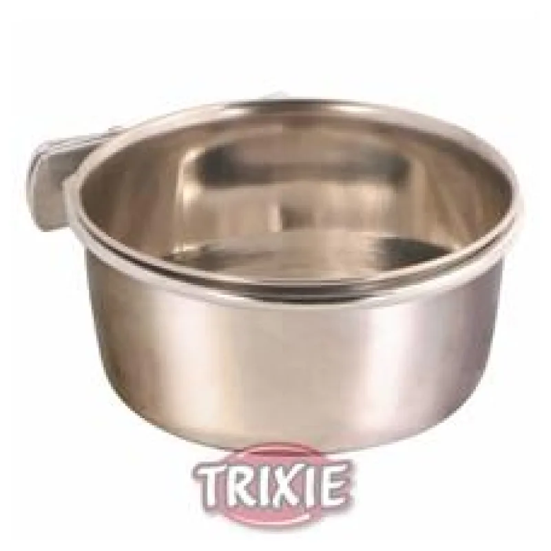 Nerezové krmítko s pevným úchytem do klece TRIXIE 300 ml/ 9 cm