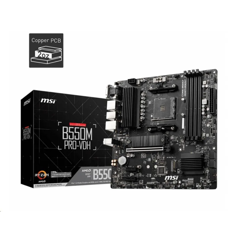 MSI MB Sc AM4 B550M PRO-VDH, AMD B550, 4xDDR4, 1xDP, 1xHDMI, 1xVGA, …