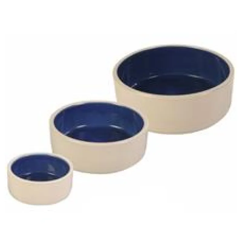 Keramická miska střední bílá/modrá 1 l/ 18 cm