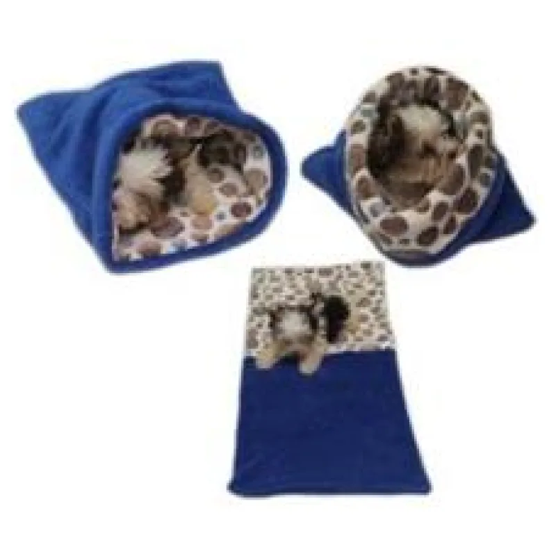 Marysa pelíšek 3v1 pro štěňátka/koťátka - modrý/hnědá kolečka