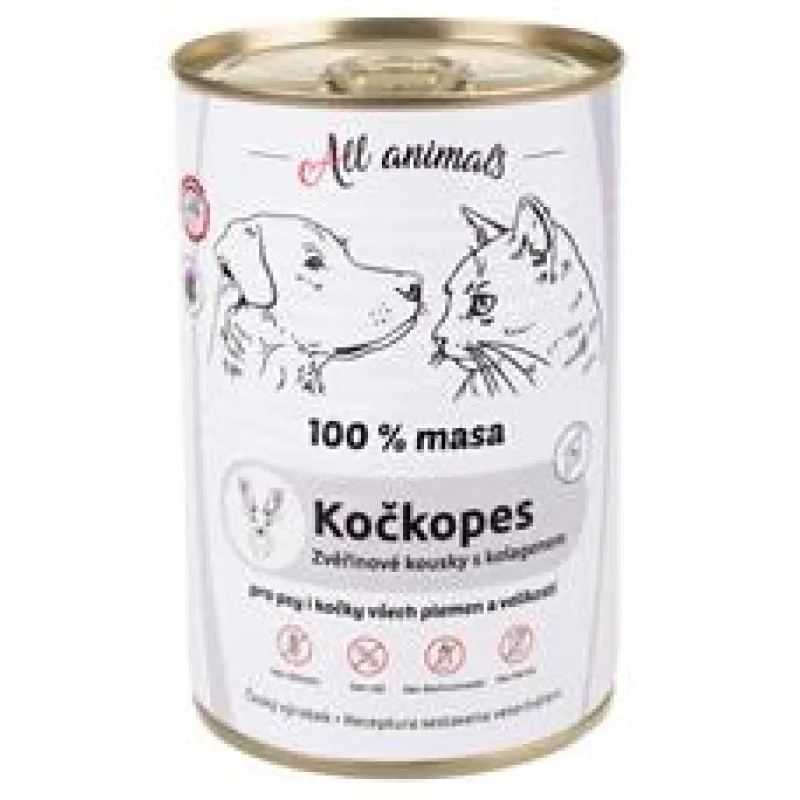 ALL ANIMALS Kočkopes konz. zvěřinové kousky s kolagenem 400g
