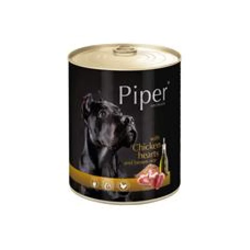 PIPER s kuřecími srdíčky a hnědou rýží, konzerva pro psy 800g
