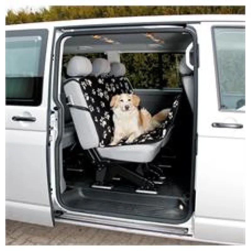 Autopotah nylon/flíz, černý s béžovými packami 1,40 x 1,45 m 1 ks