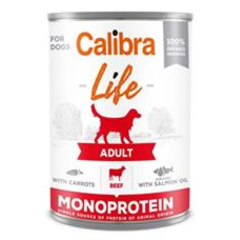 Calibra Dog Life konz.Adult Beef with carrots 400g 5ks + 1ks ZDARMA