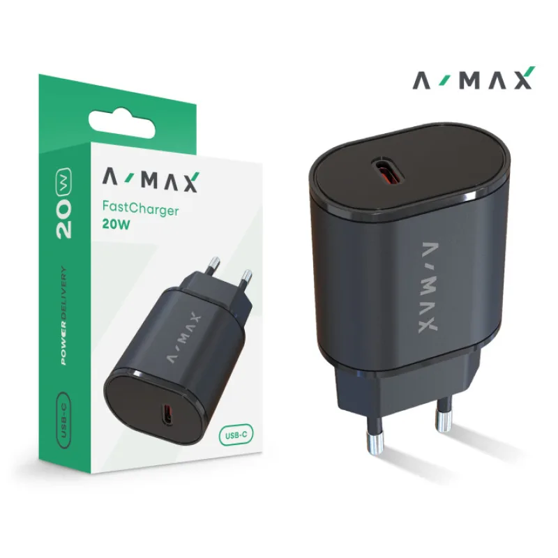 Aligator sieťová nabíjačka A-MAX PD 20W USB-C čierna AX0002V