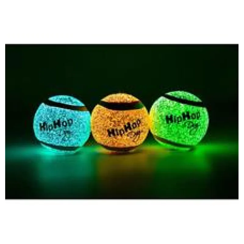 Neonový ve tmě svítící tenis. míč 6,5 cm (3 ks/bal.) HIPHOP DOG