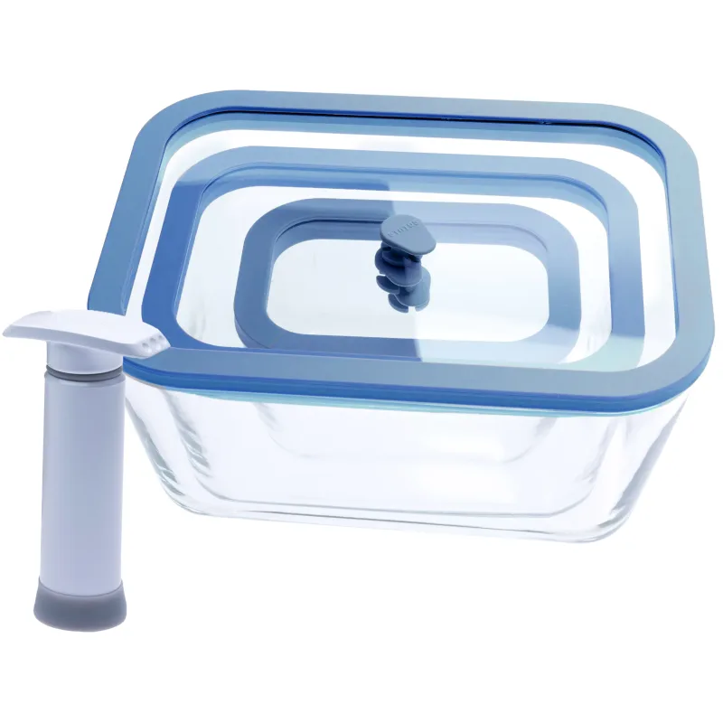 set sklenených vákuových dóz 131202, modrá STA 131202