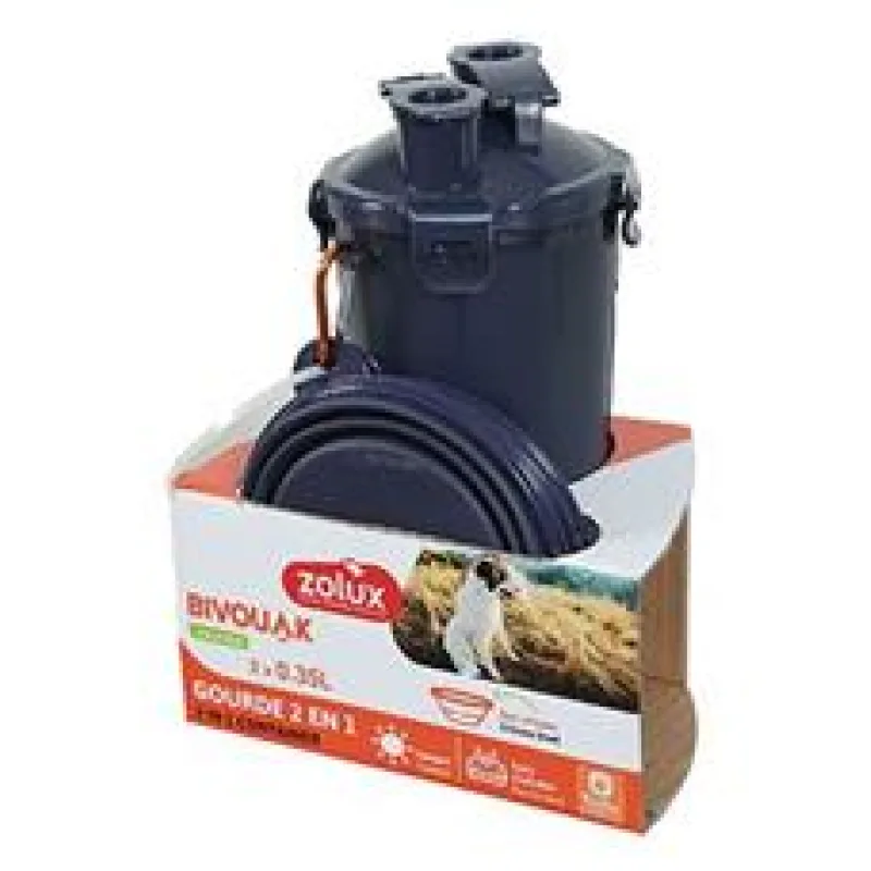 Lahev 2v1+ 2 misky BIVOUAK 2x350ml modrá Zolux 1 sada