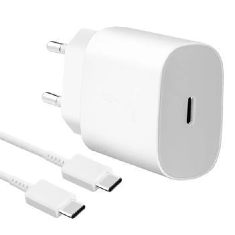Samsung síťová nabíječka EP-TA800EWE + kabel EP-DA905BWE USB-C, 25W, bílá…