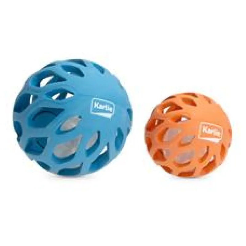 Karlie Gumová mřížkovaná koule s LED světlem uvnitř 11,5cm modrá