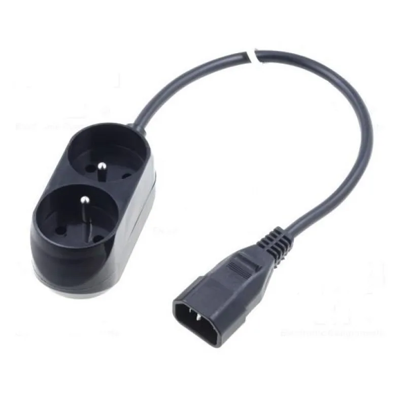 Prodlužovací přívod 2x230V pro UPS (IEC320-C14), 30cm WN217-3/07/0.3BK-2