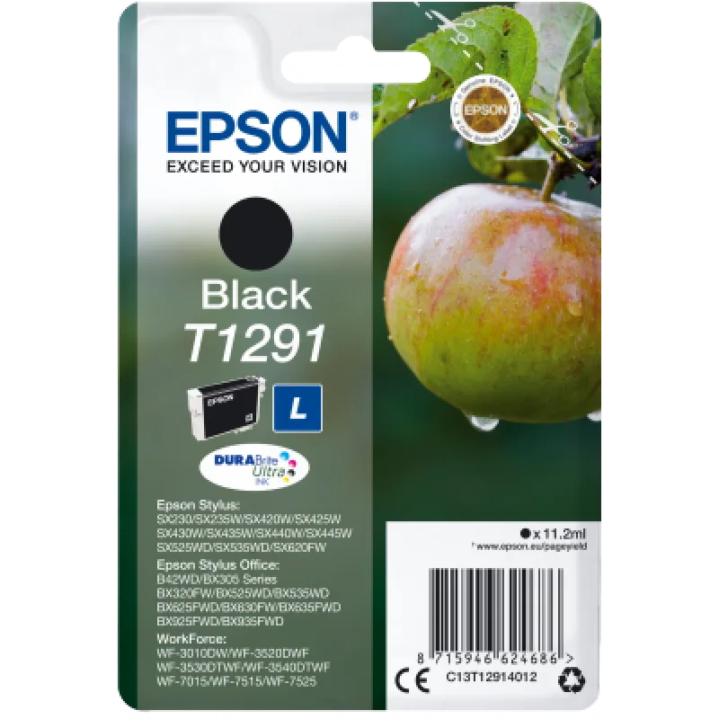 Epson Singlepack Black T1291 DURABrite Ultra Ink C13T12914012