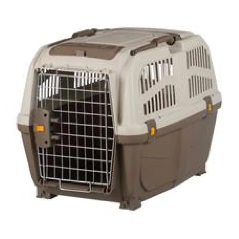 Transportní přepravka SKUDO 4, S-M, 48x51x68cm tmavě šedá/písková (max. 30kg) S-M / max. 30kg