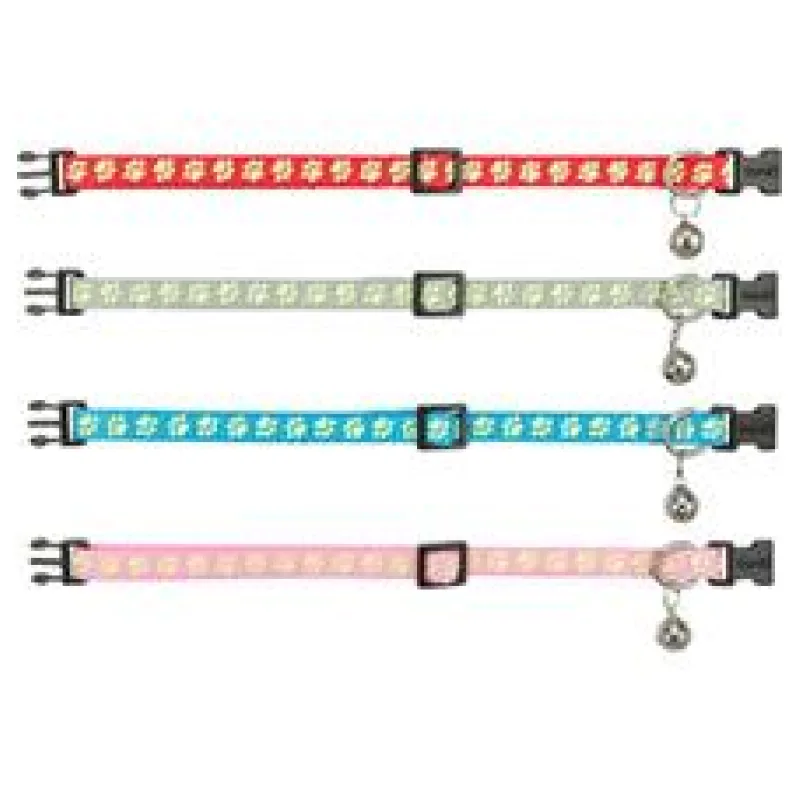 Obojek pro kočky, fluorescenční, s rolničkou, různé barvy 1 ks