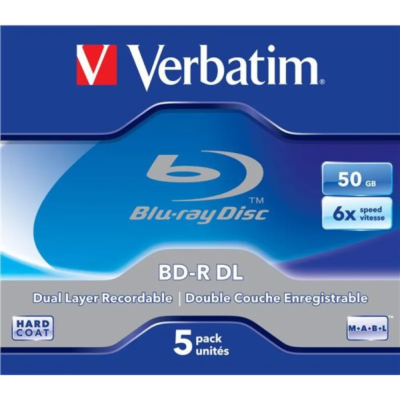 VERBATIM BD-R(5-pack)/ DualLayer/ Jewel/ 6X/ 50GB 43748