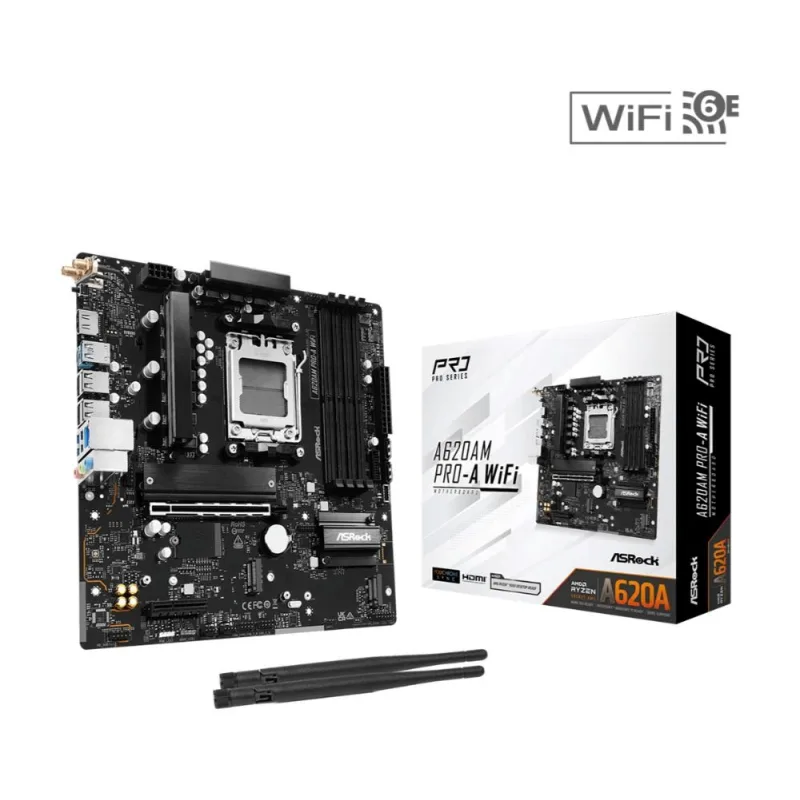 ASRock MB Sc AM5 A620AM PRO-A WIFI, AMD A620A, 4xDDR5, 1xHDMI, WIFI…