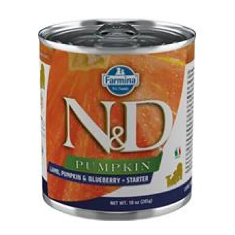 N&D DOG PUMPKIN Starter Lamb & Blueberry 285 g + 1 ks ZDARMA
