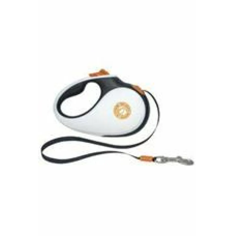 Vodítko samonavíjecí černobílo/oranžová Kiwi 25kg/5m