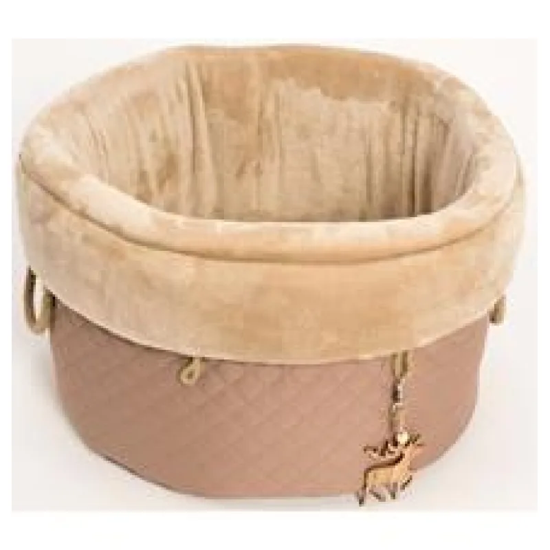 Pelech vak textil Elegance béžový s hračkou pro kočku 35 x 35 x 33 cm