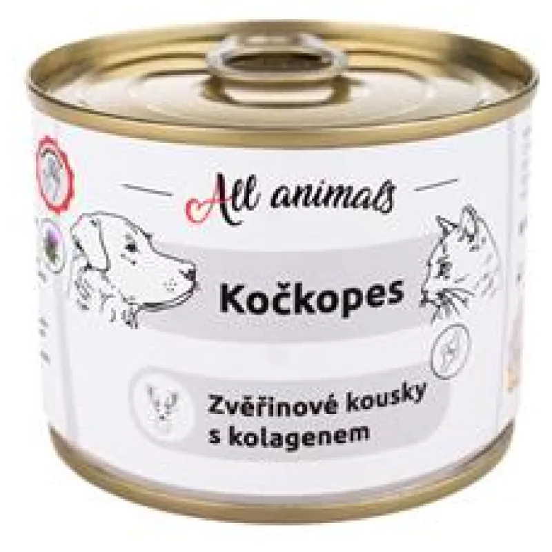 ALL ANIMALS Kočkopes konz. zvěřinové kousky s kolagenem 200g