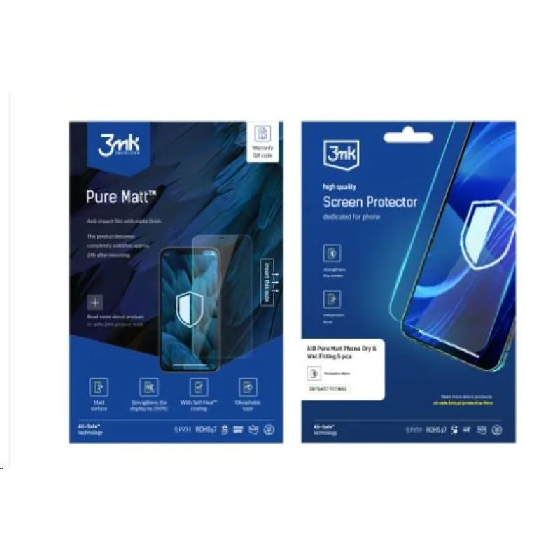 3mk All-Safe - AIO fólie Pure Matt Pro Dry & Wet Fitting Phone, 5 ks…