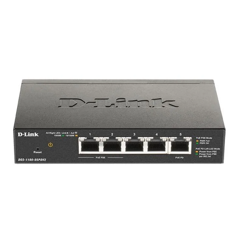 D-Link DGS-1100-05PDV2 5portový gigabitový PoE inteligentný prepínač, …